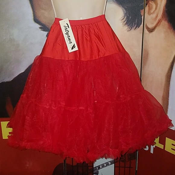 Tatyana Retro 1950s Red Crinoline Soft 25" Long Rockabilly Petticoat Swing Skirt - Picture 6 of 6